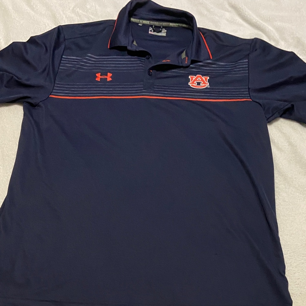 Under Armour Navy Polo with Orange Auburn Logo